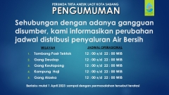 Perubahan Jadwal Distribusi Air Bersih